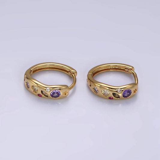 Multicolor Marquise Heart Huggies