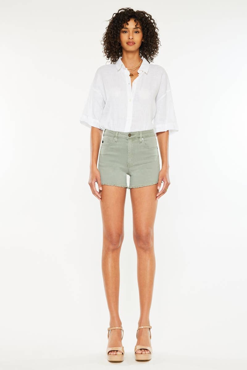 Olive High Rise Stretch Shorts