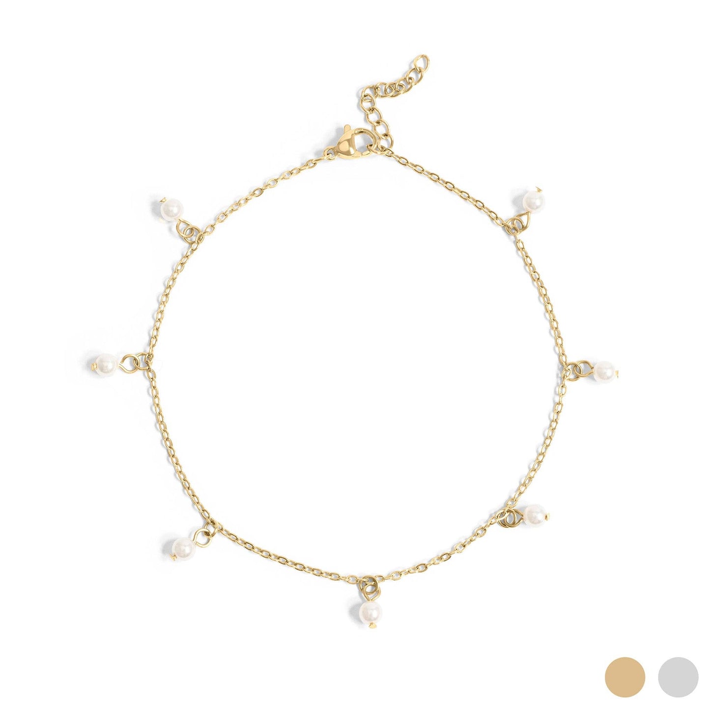 18K Pearl Charm Anklet