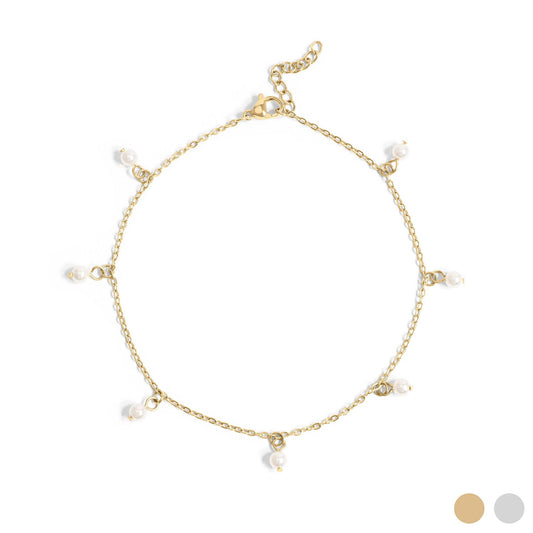 18K Pearl Charm Anklet