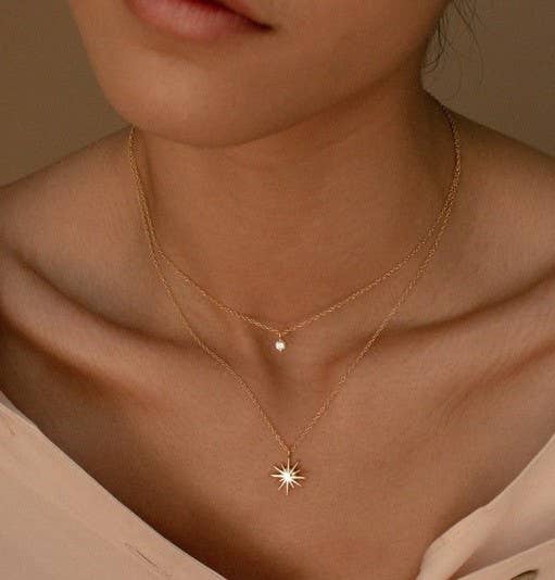 18K TARNISH FREE LAYERED NORTH STAR NECKLACE