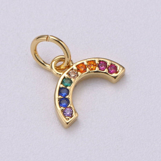 Tiny Colorful Rainbow Charm- Gold