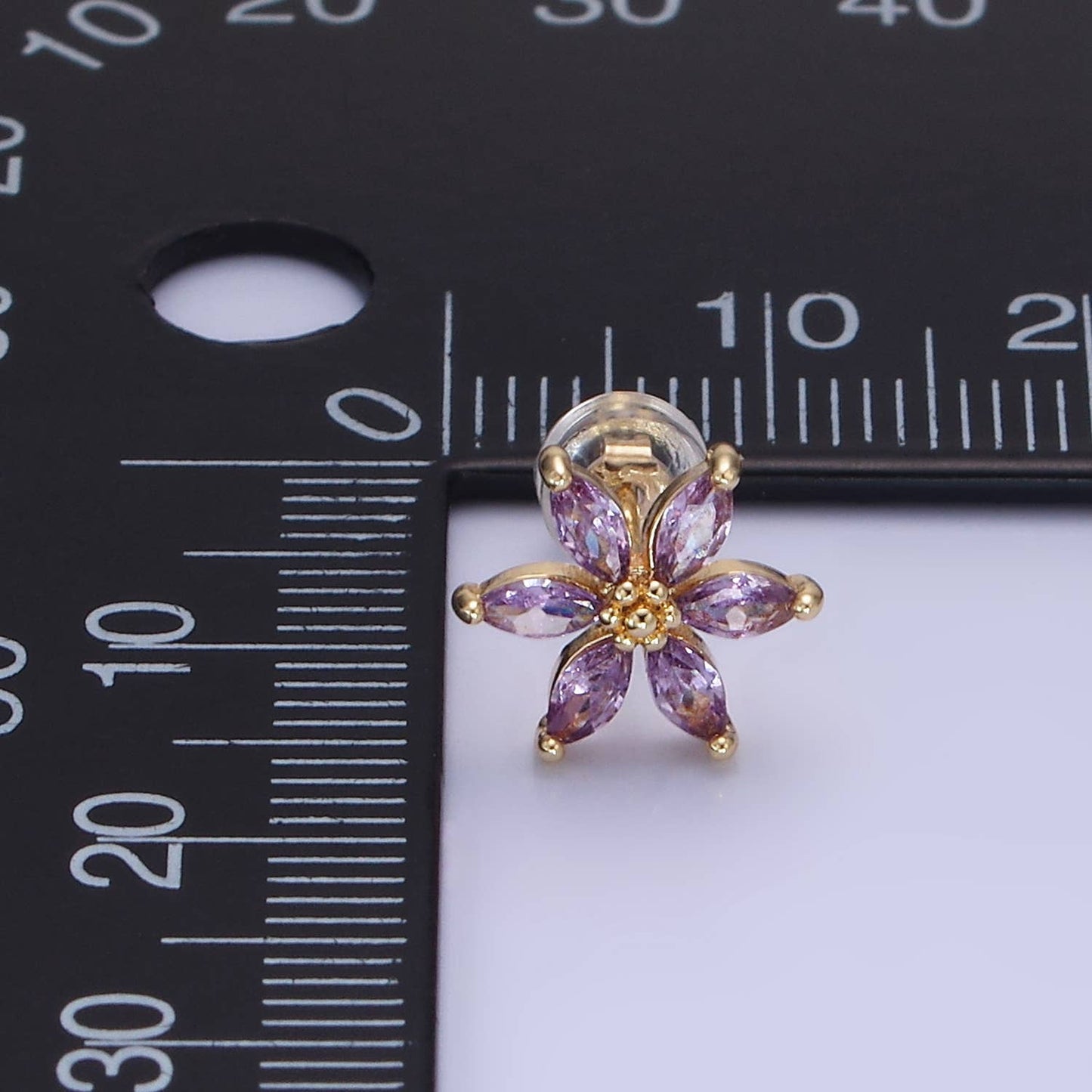 Flower Stud Earrings Purple