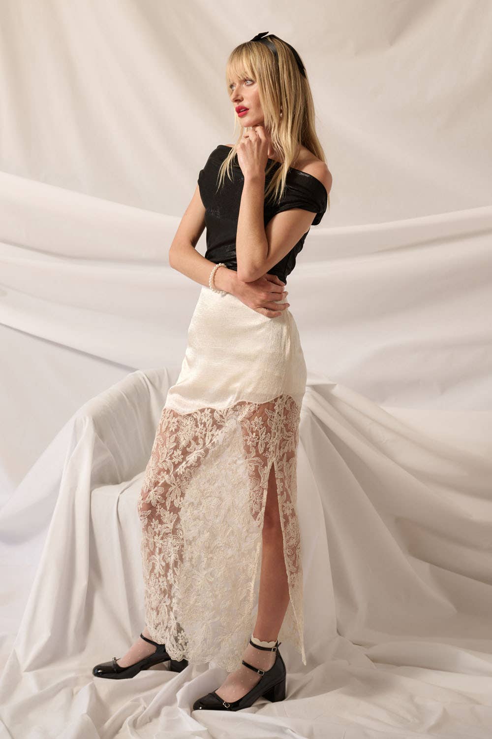 Floral Lace Maxi Slip Skirt