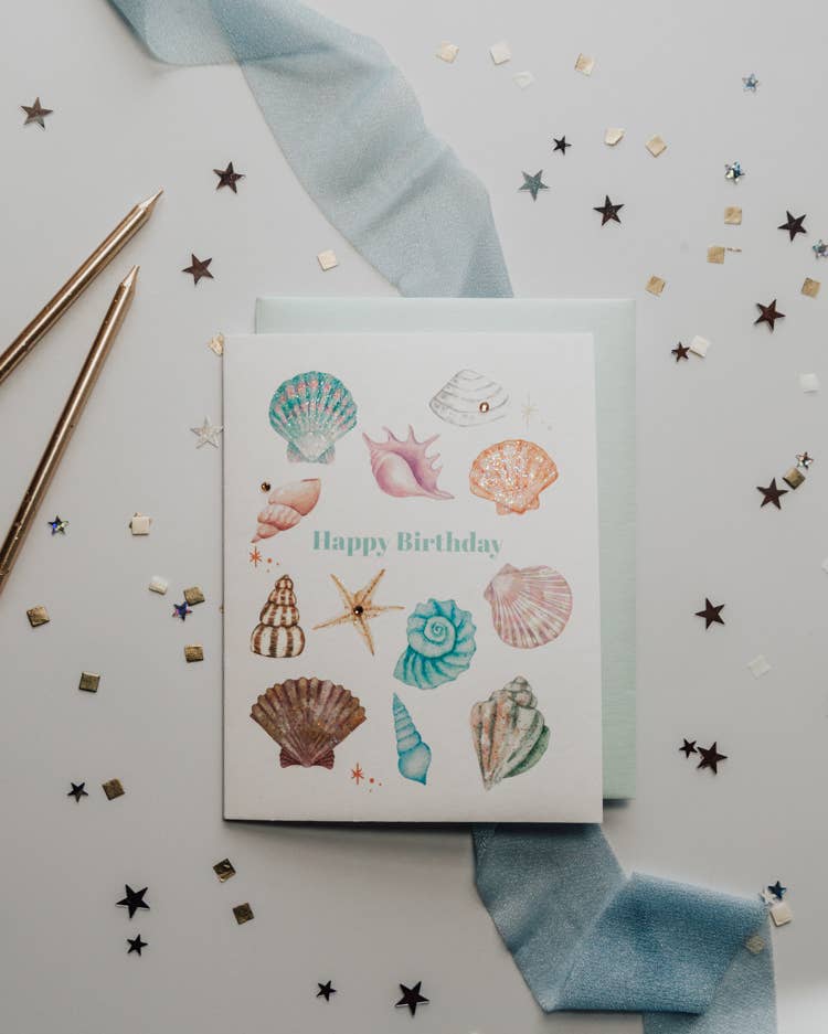 'Shimmering Seashells' Birthday Greeting Card