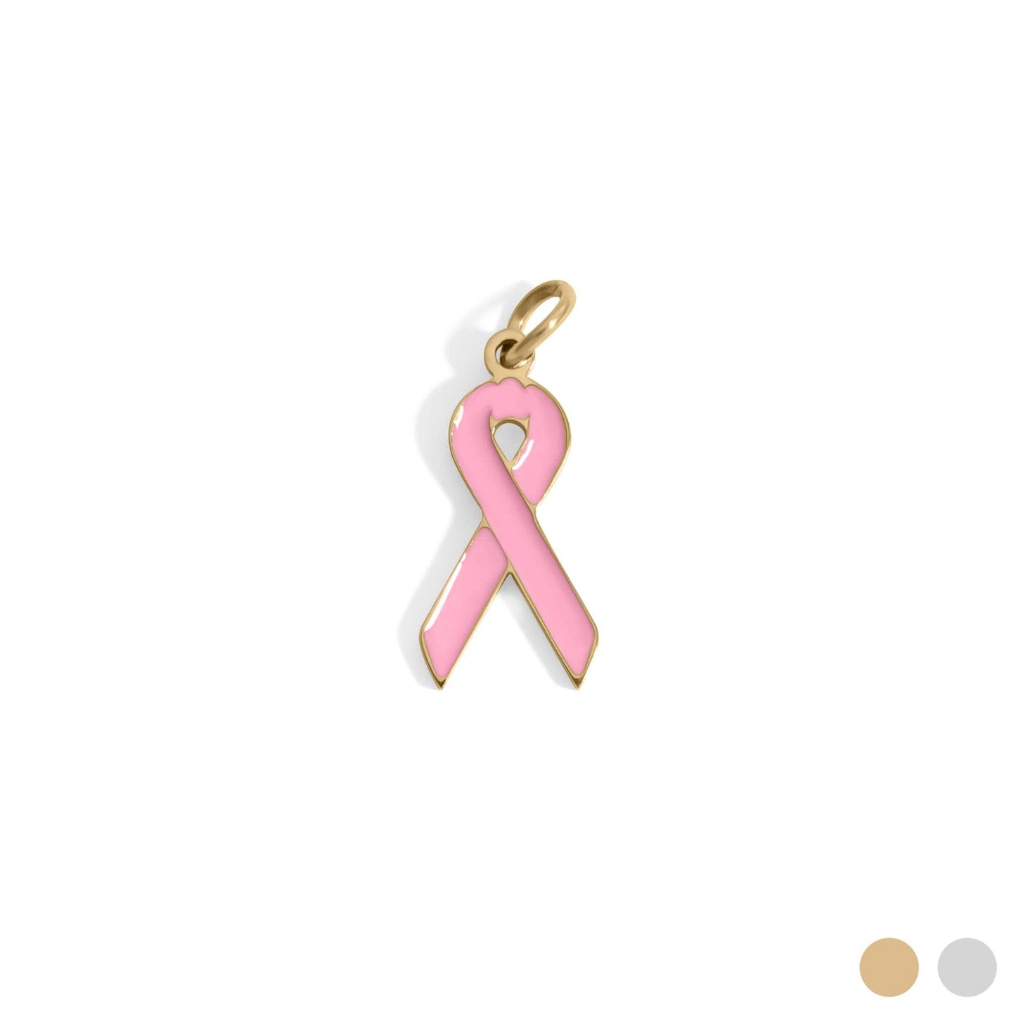 Breast Cancer Pink Ribbon Charm: Gold