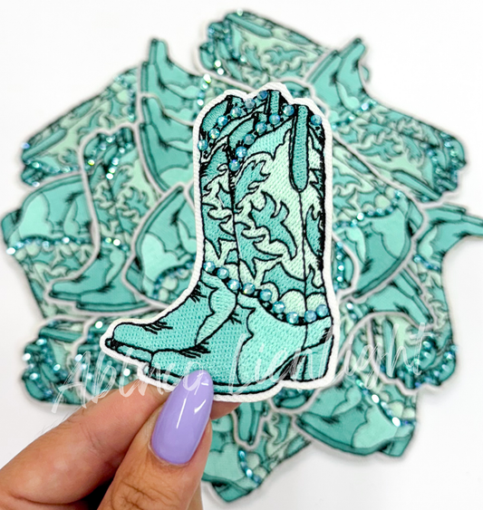 Turquoise cowboy boot patch