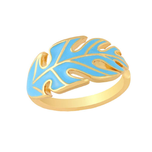 Bohemian Leaf Ring in Blue