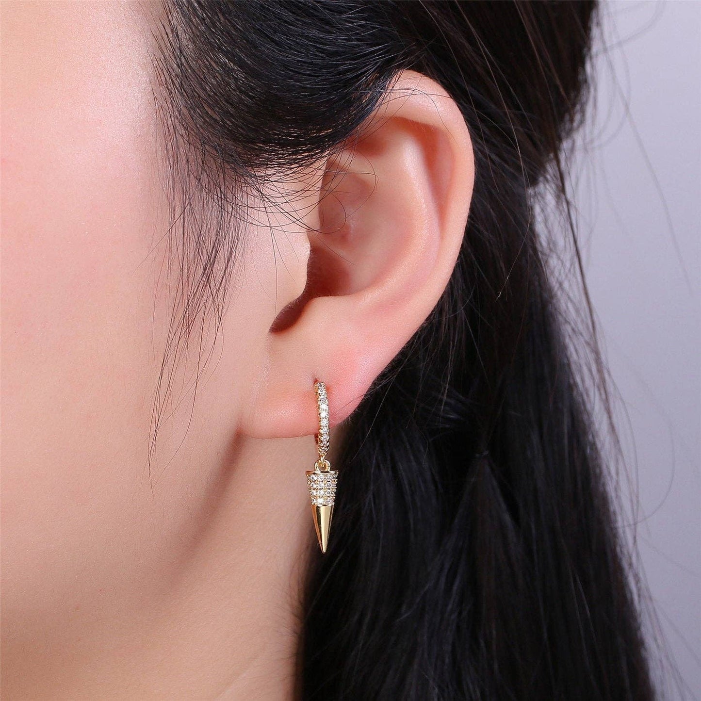 Gold Spike Dangle Earring