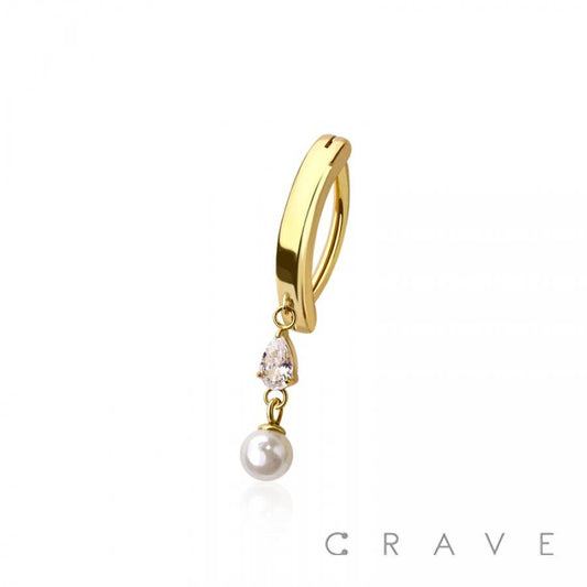 PEARL TEARDROP BELLY CLICKER: GOLD