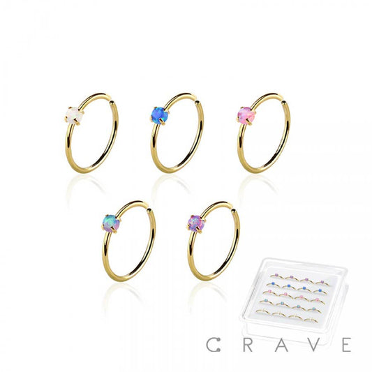 OPAL NOSE HOOP: GOLD 20g 9mm