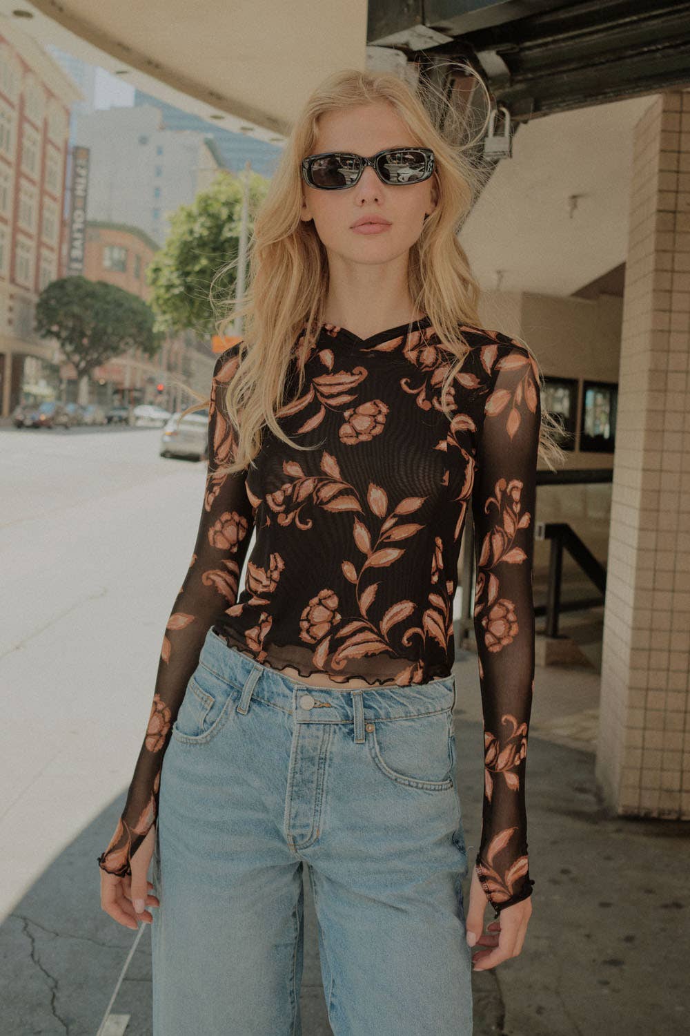 Floral Mesh Top