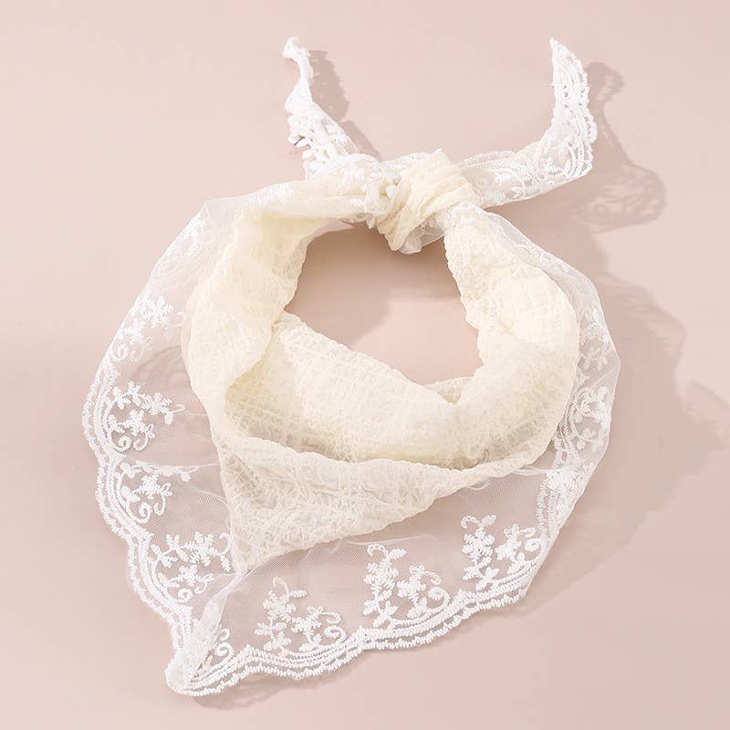 LACE FLORAL BANDANA HAIR SCARF