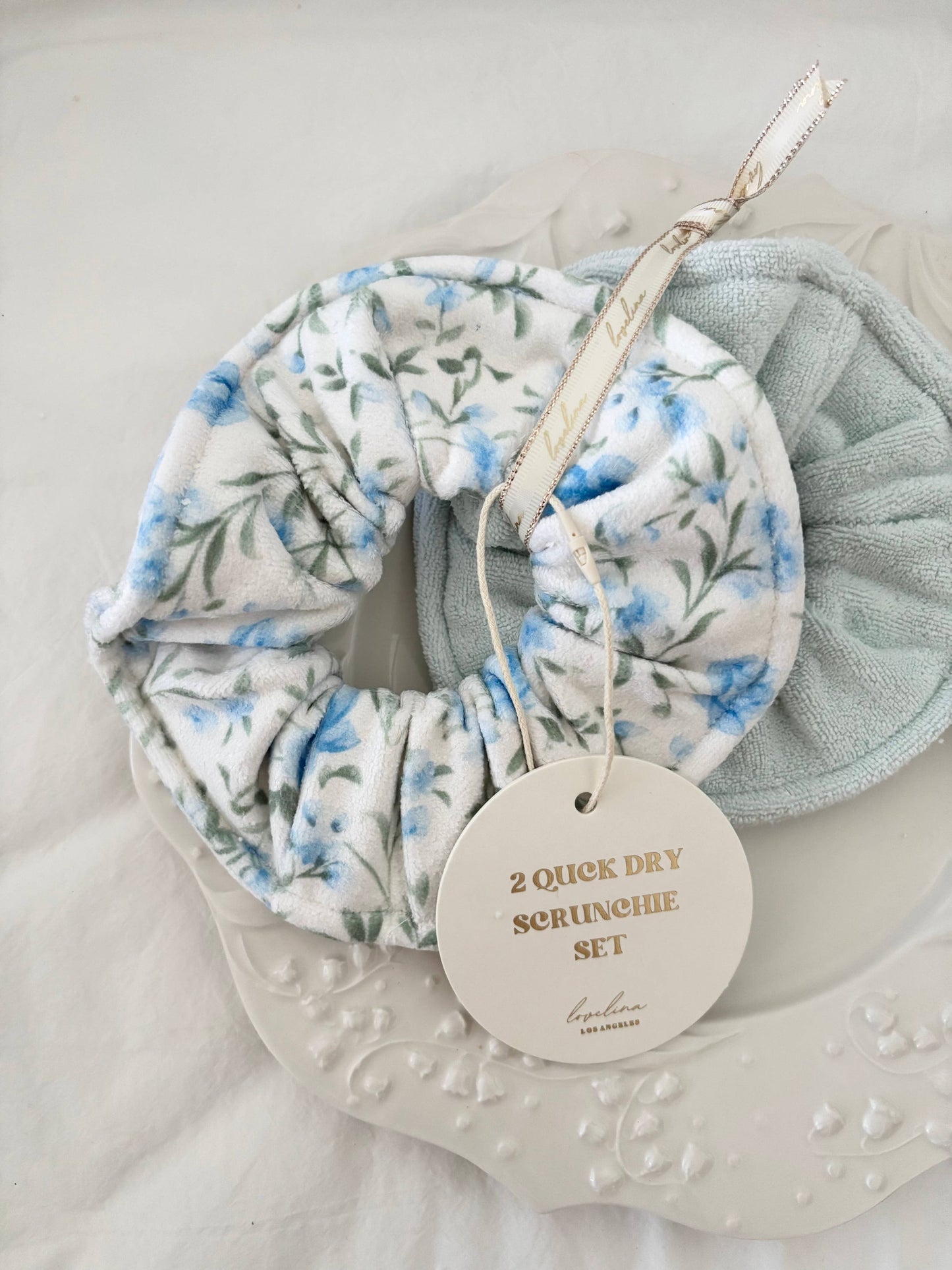 Quick Dry Jumbo Hair Towel Scrunchies: Blue Rose
