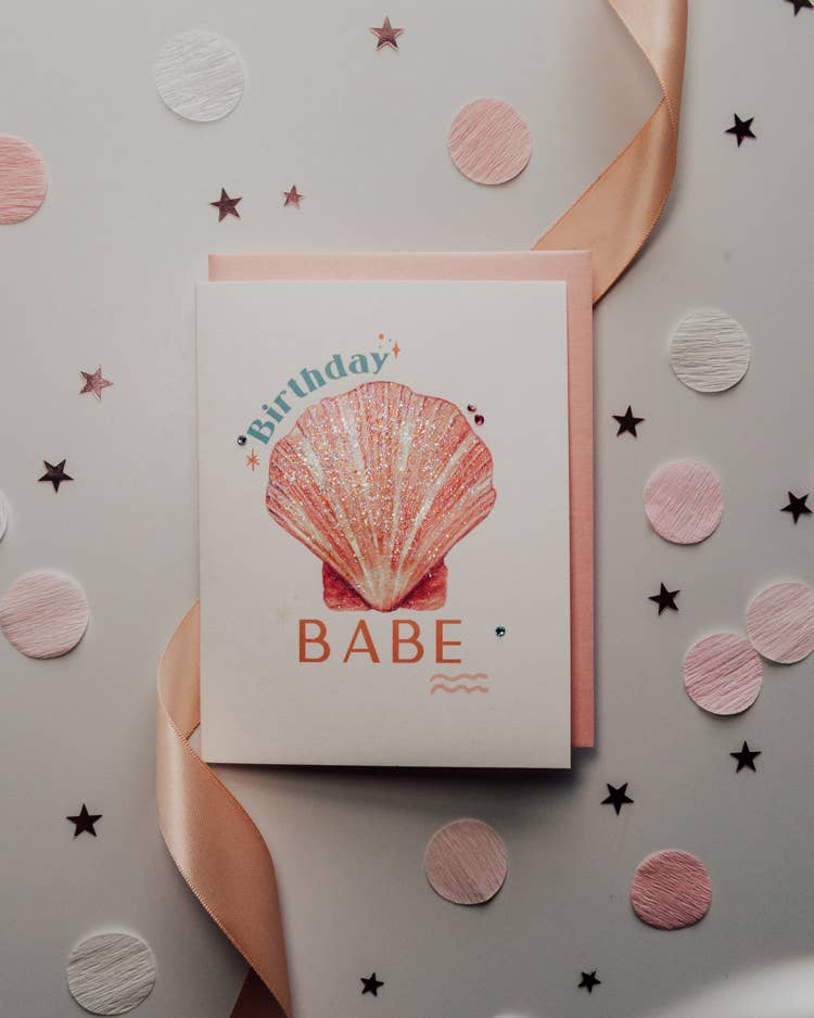'Seashell Babe' Birthday Greeting Card