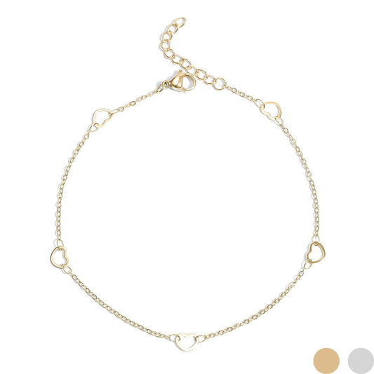 18K Hearts Chain Anklet