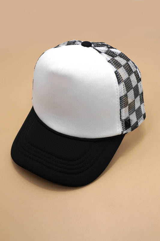 TRUCKER HAT CHECKER White/Black