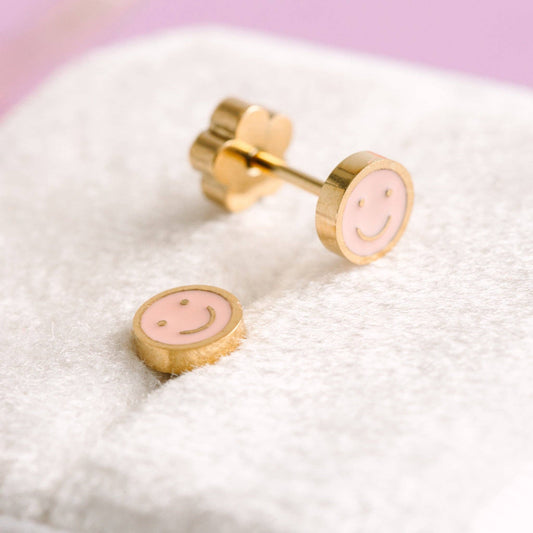 Tiny Pink Smiley Flat Backs
