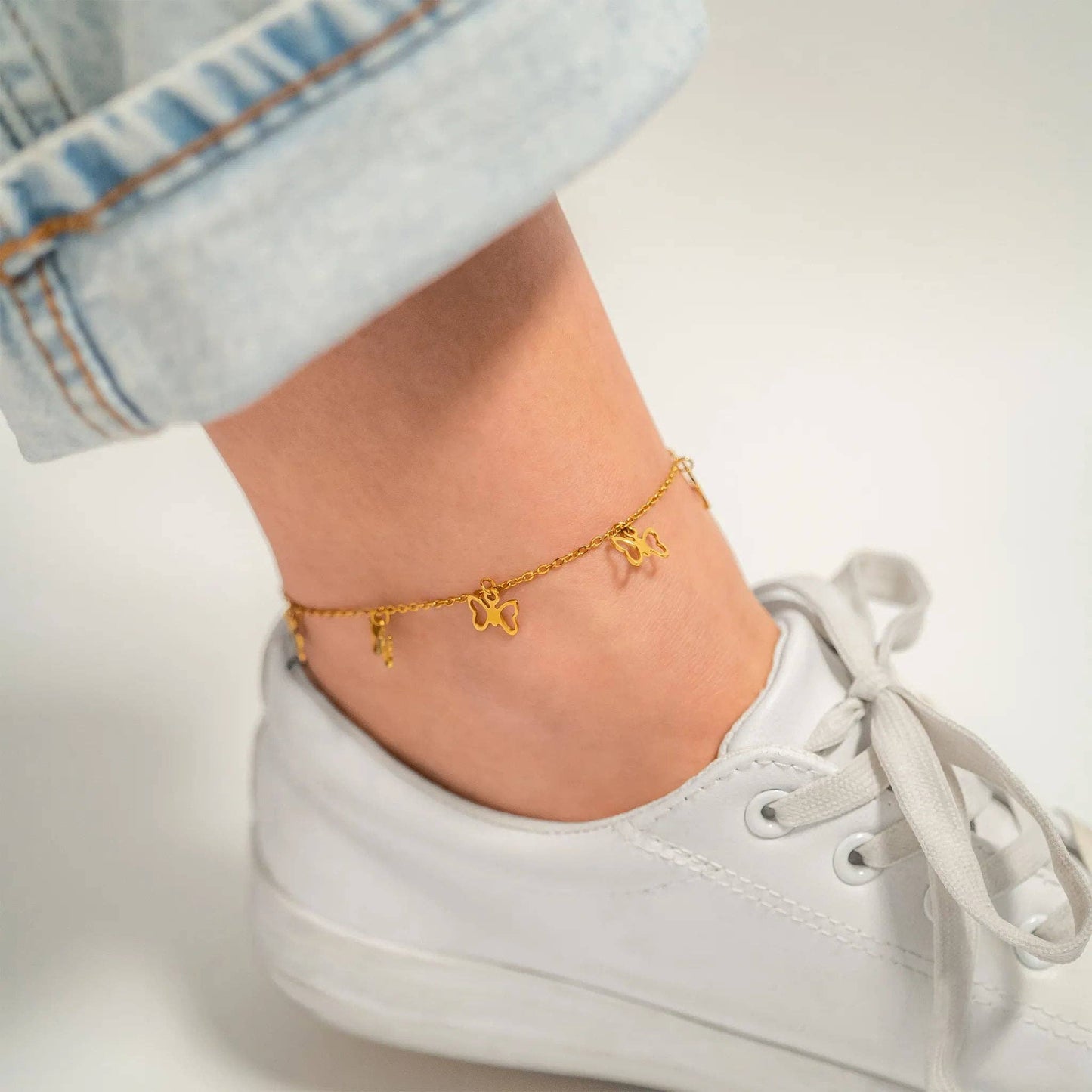 18K Butterfly Charm Anklet