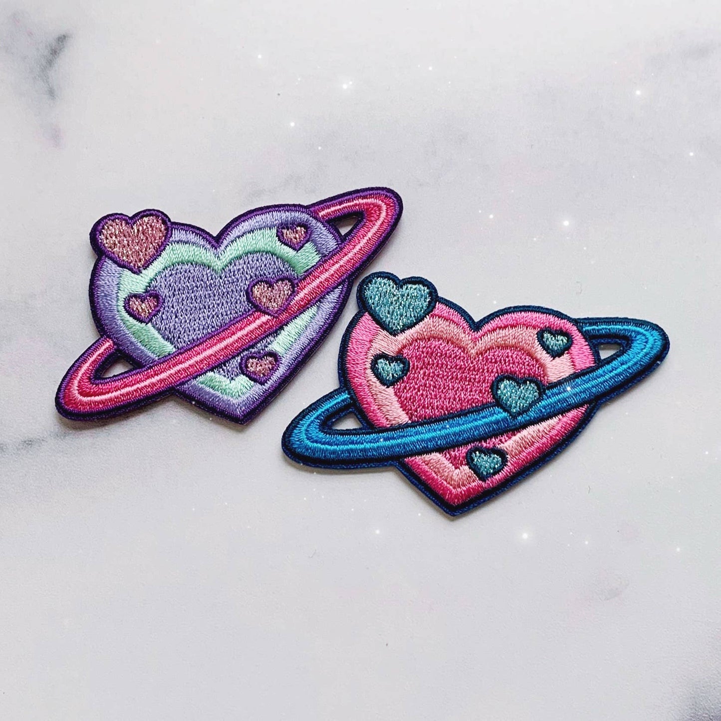 Heart Planet Patch, All Colors: Aqua and Lilac