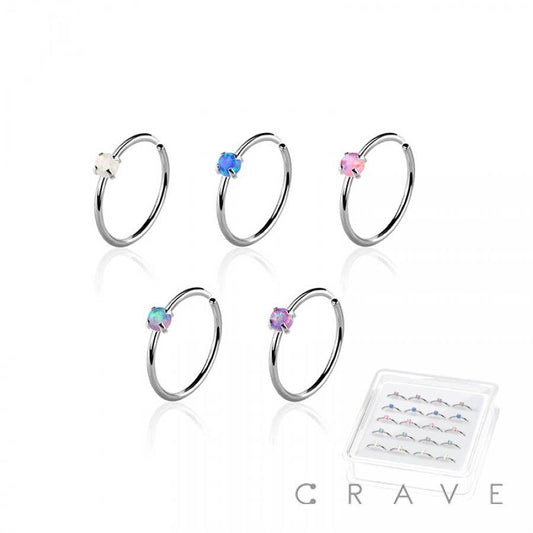 OPAL NOSE HOOP: Silver 20g 9mm