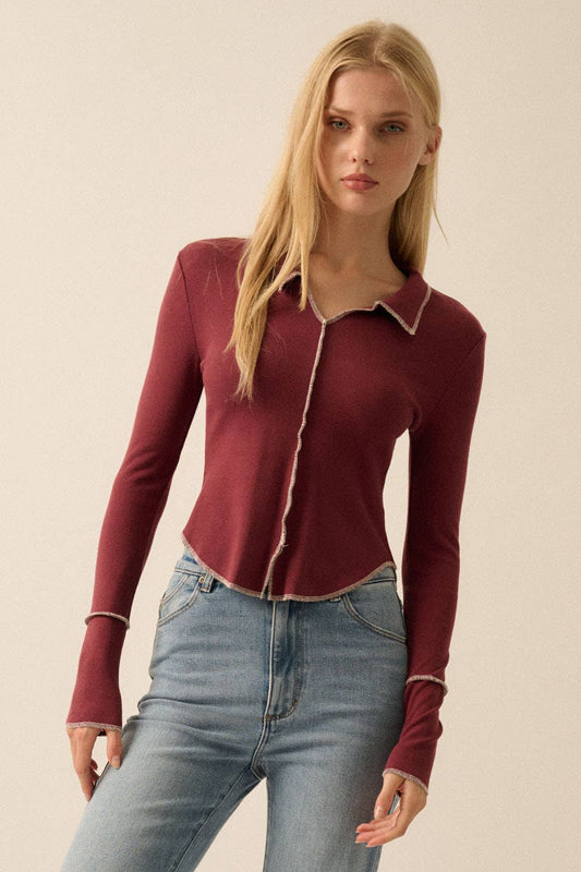 Collared Rose Top