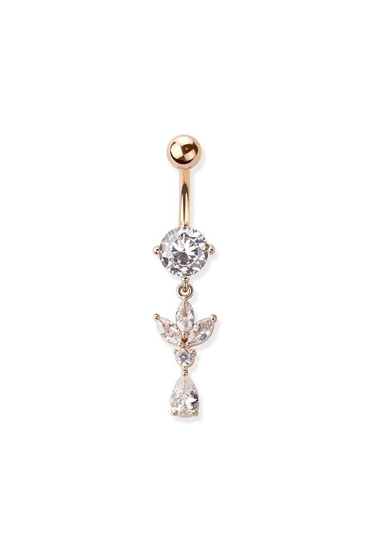 TEARDROP BELLY BUTTON RING: ROSE GOLD