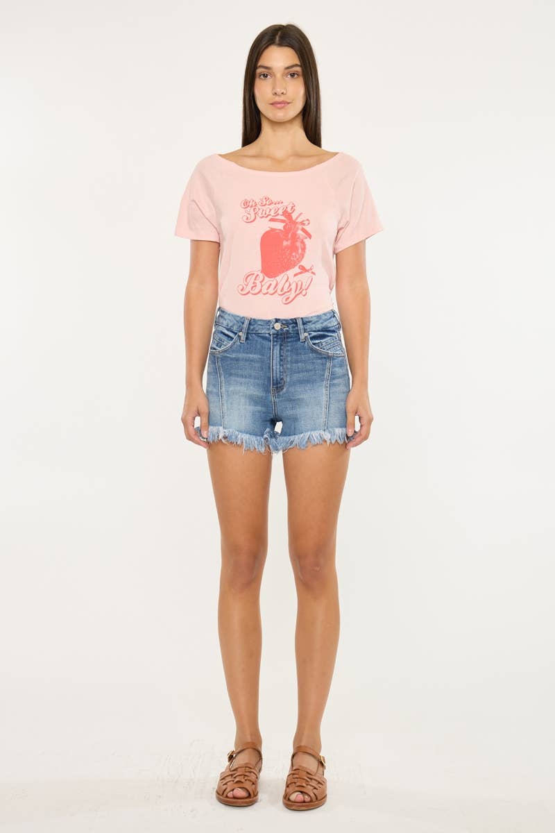 Medium High Rise Denim Shorts