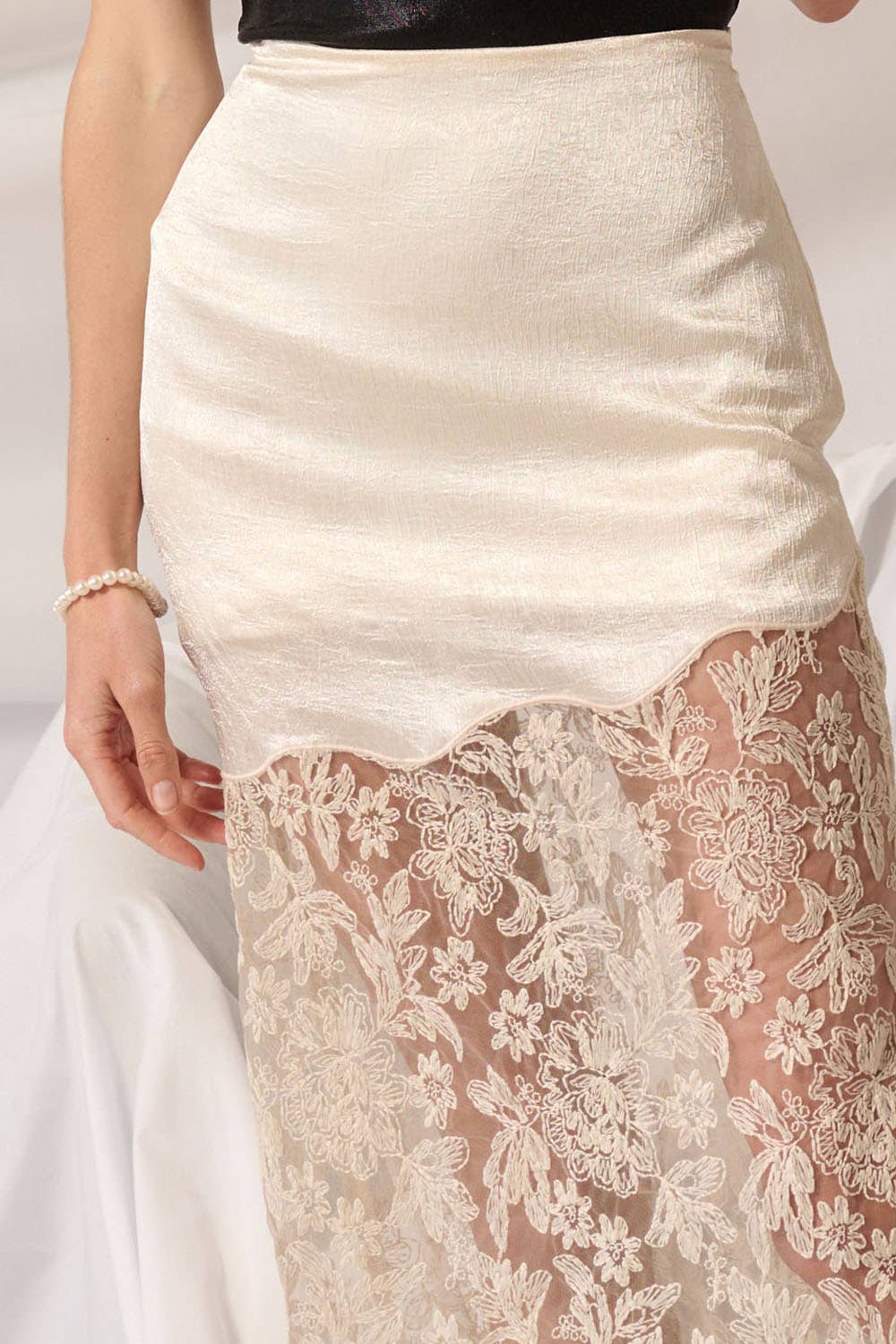 Floral Lace Maxi Slip Skirt