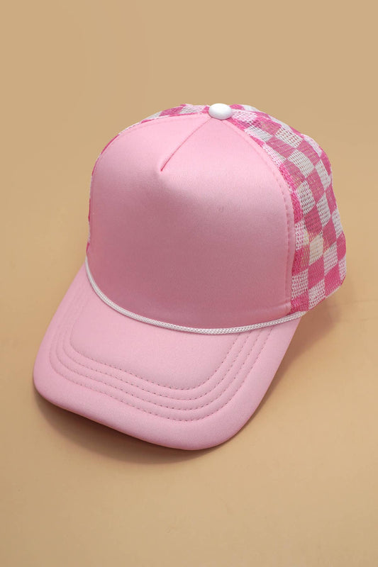 TRUCKER HAT CHECKER PINK/WHITE