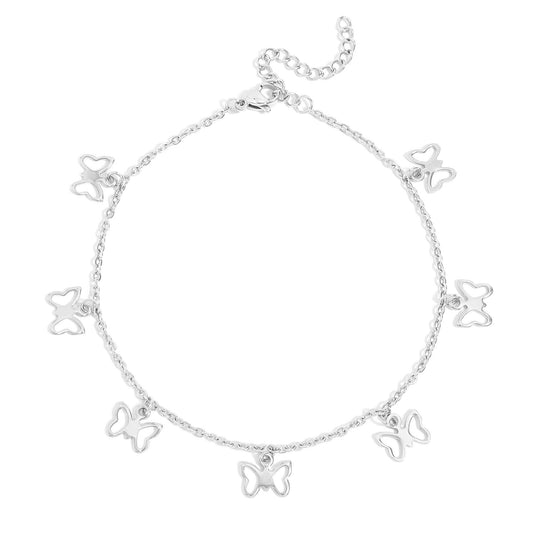 Butterfly Charm Anklet: Stainless