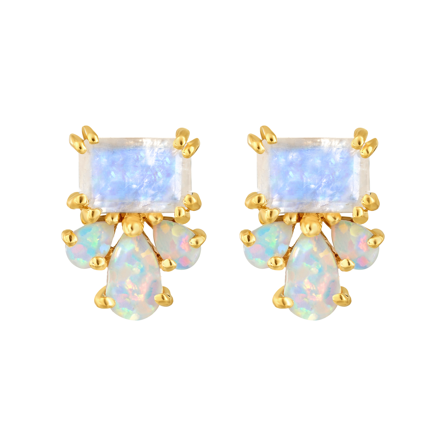 Opal & Rainbow Moonstone Empress Studs