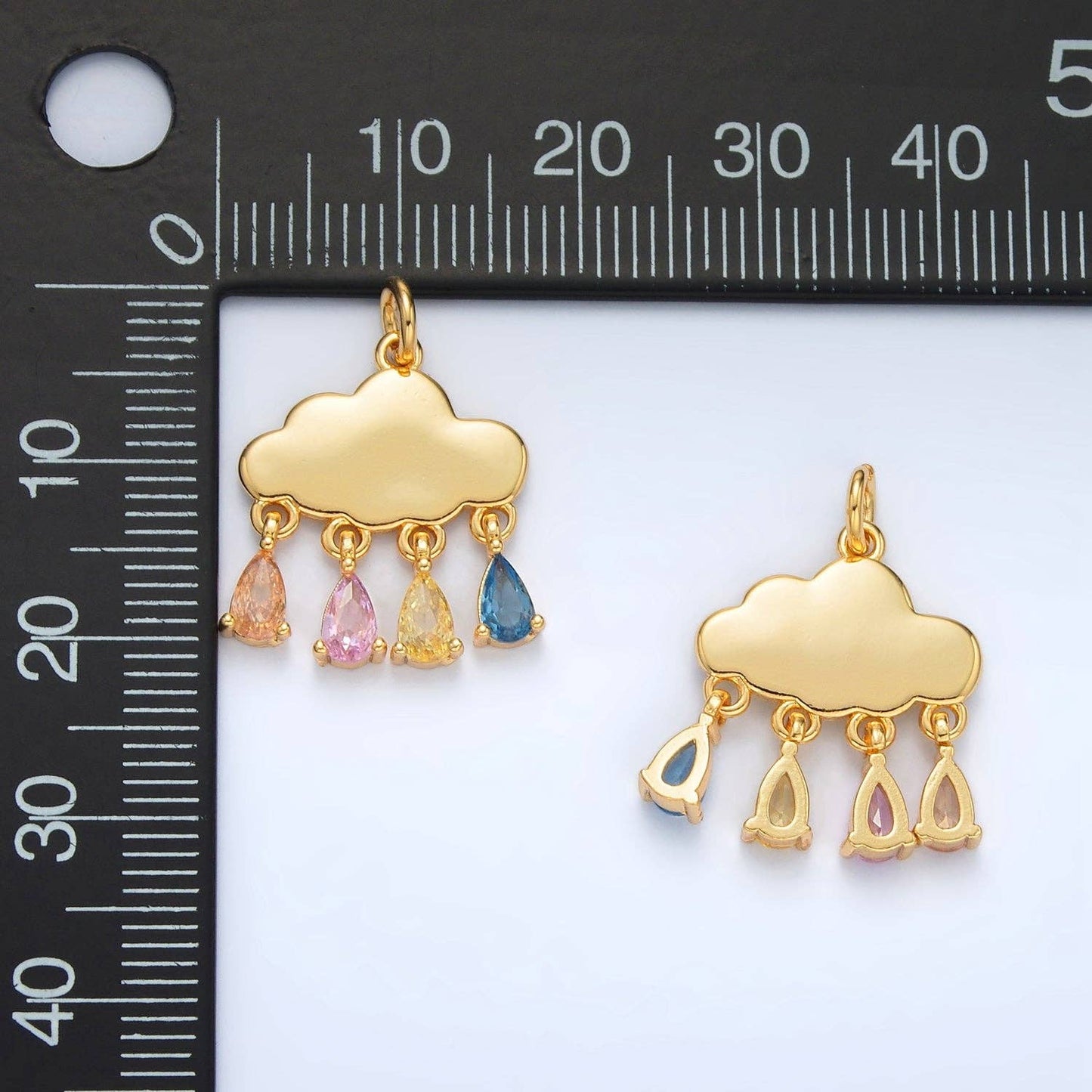 24K Gold Filled Multicolor Teardrop Rain Cloud Charm