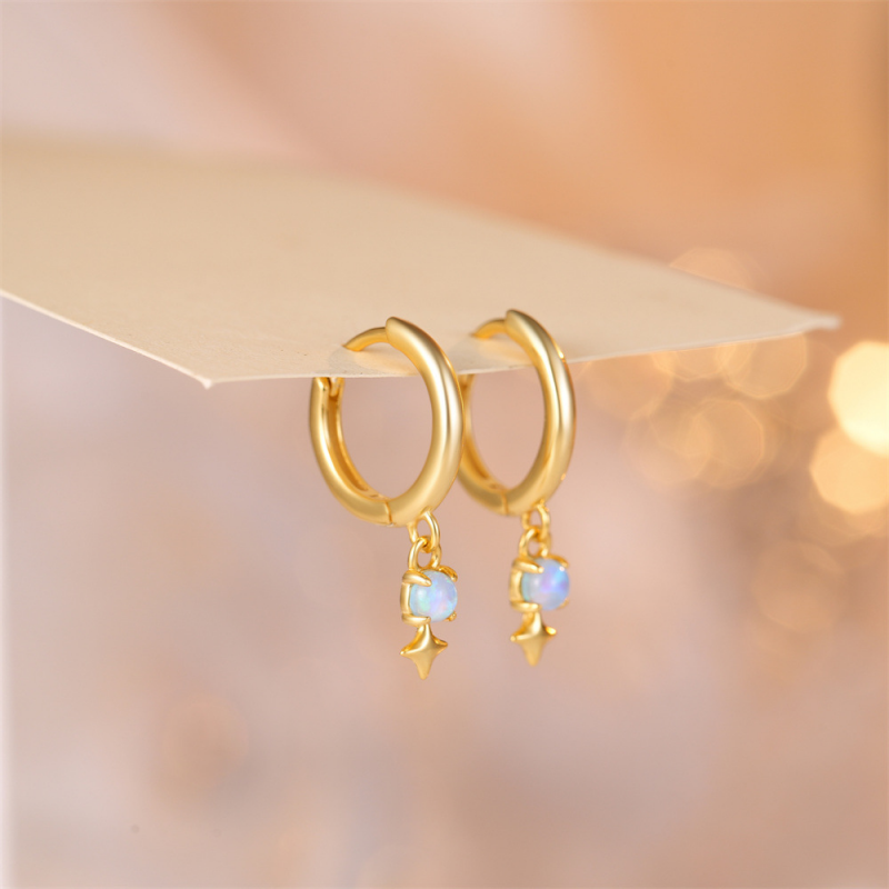 Dainty Opal Star Hoops