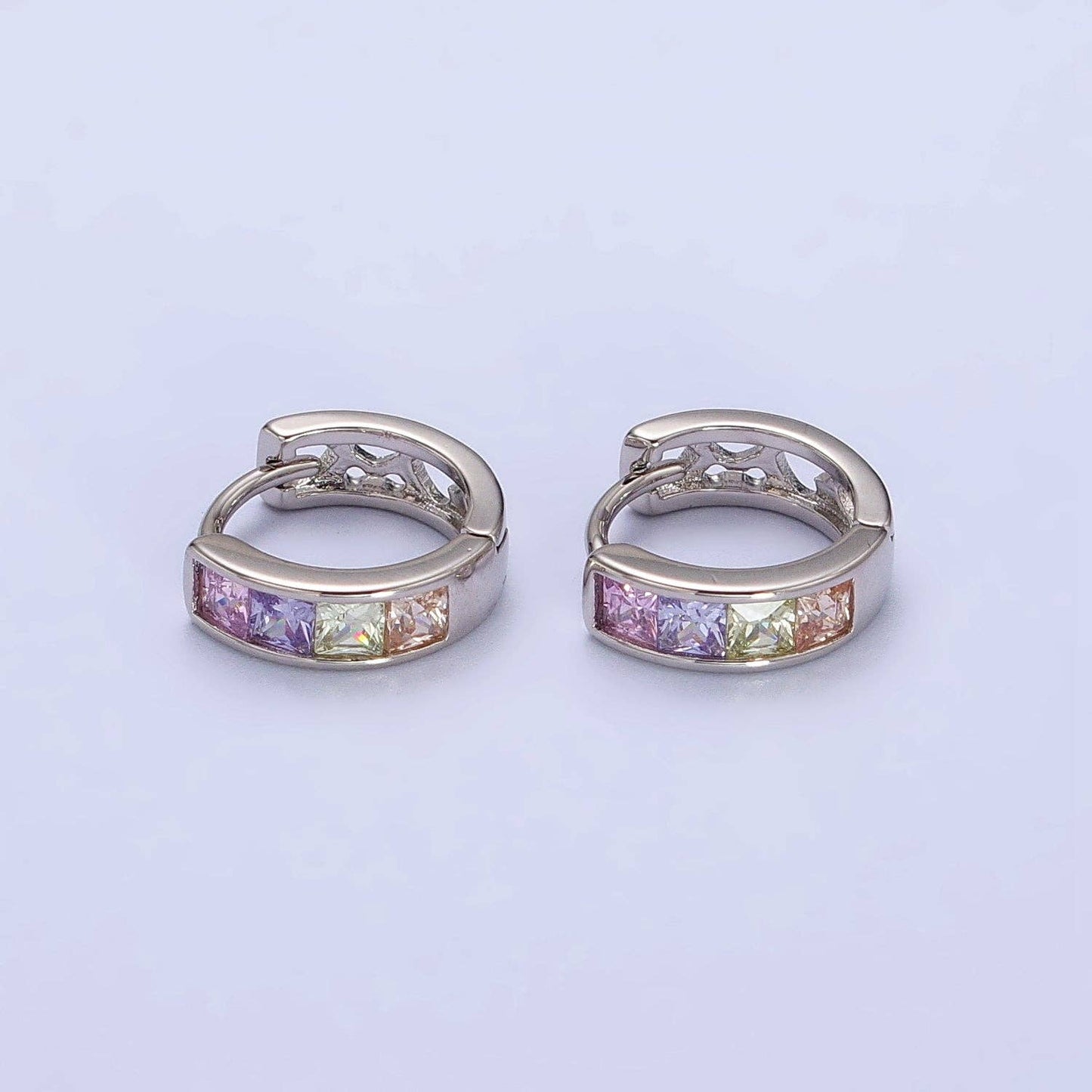 Multicolor Silver Huggies