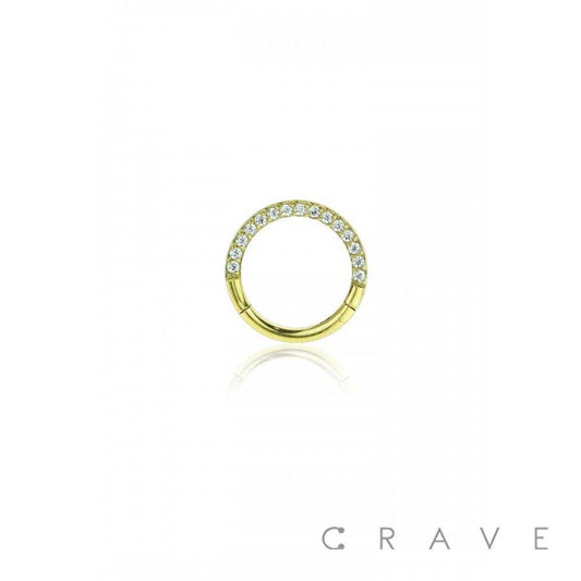 CROSS FRONT-HINGED SEGMENT RING: GOLD-16GA