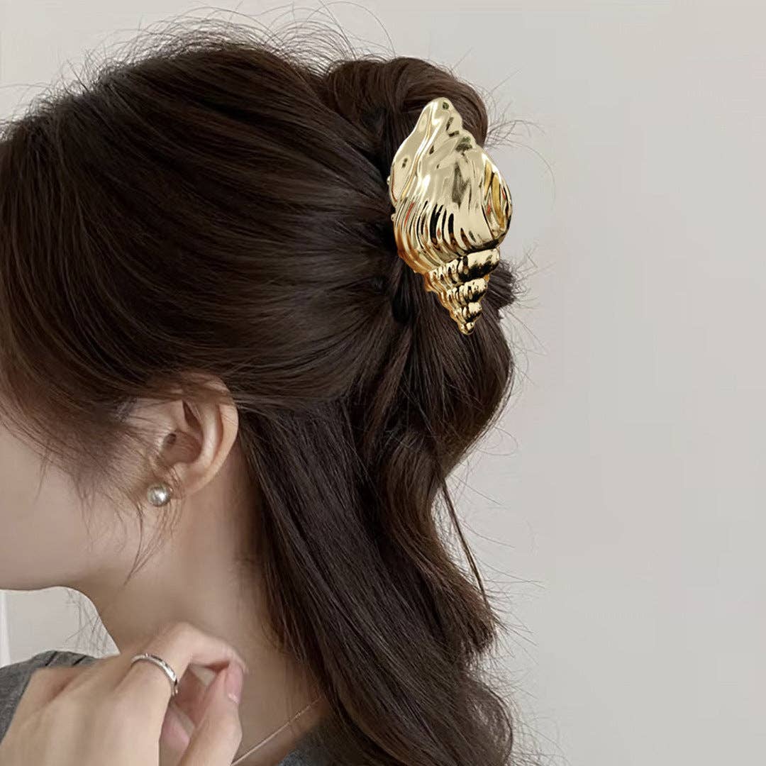 Conch Shell Hair Claw Clip- Gold