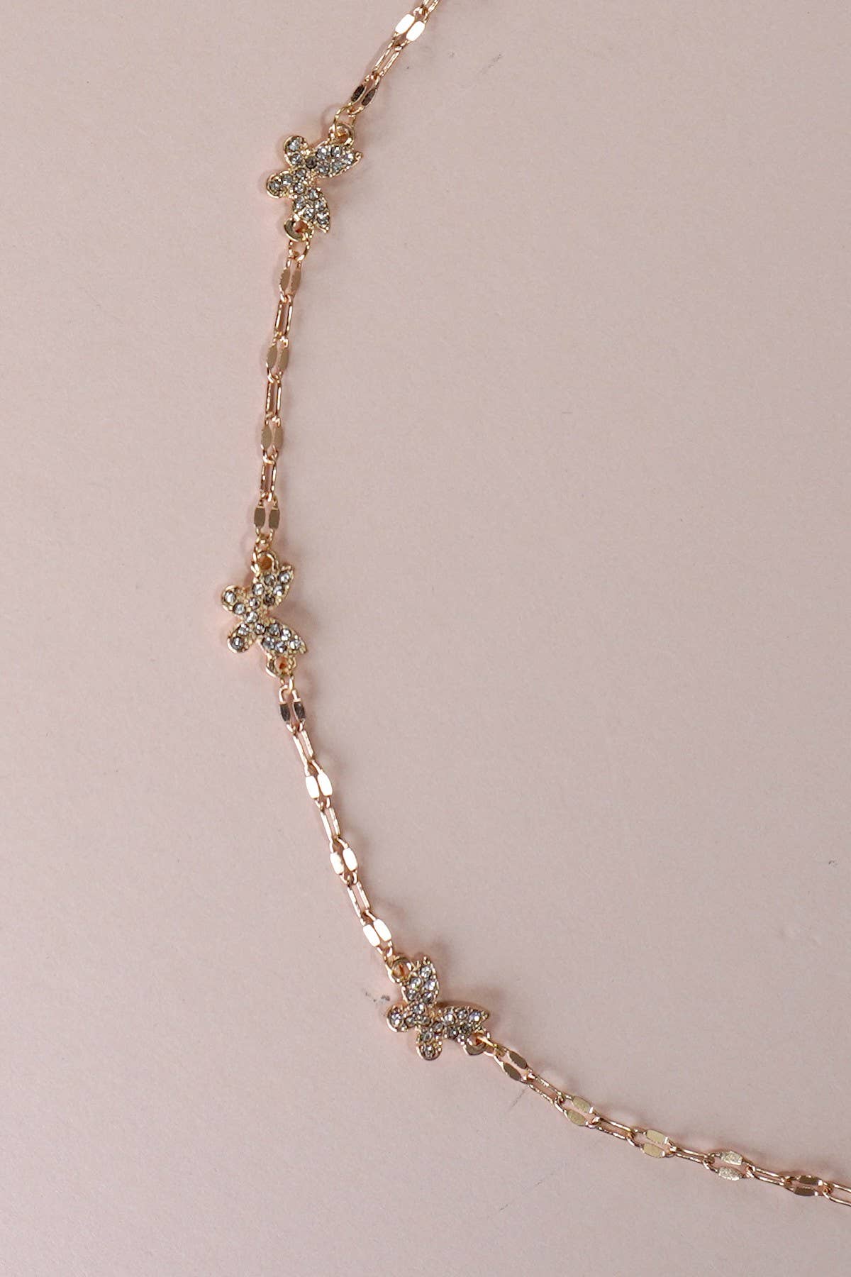 RHINESTONE BUTTERFLY STATION NECKLACE