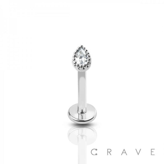 CROWN TEAR DROP LABRET: SS-16GA