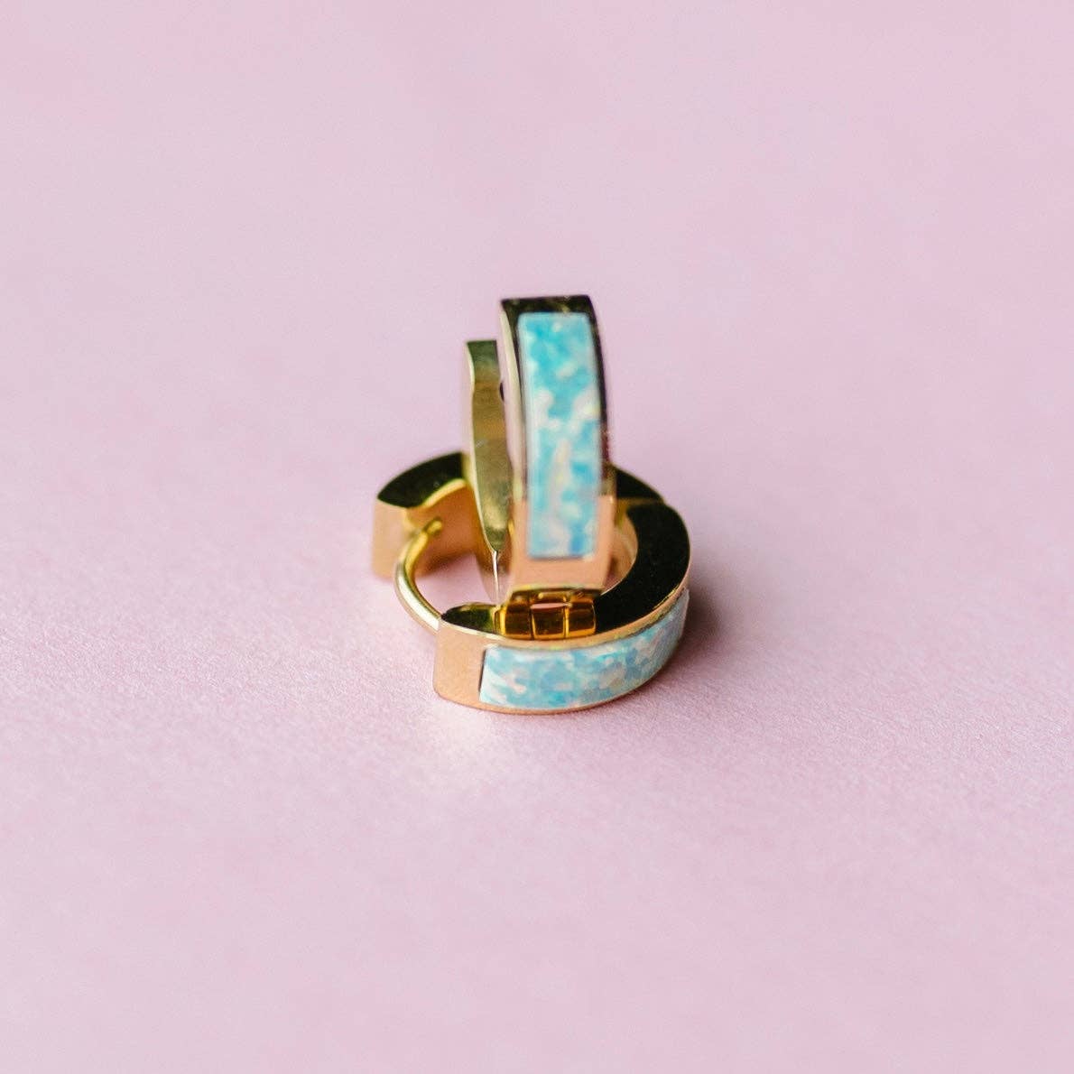 Ocean Blue Opal Huggies