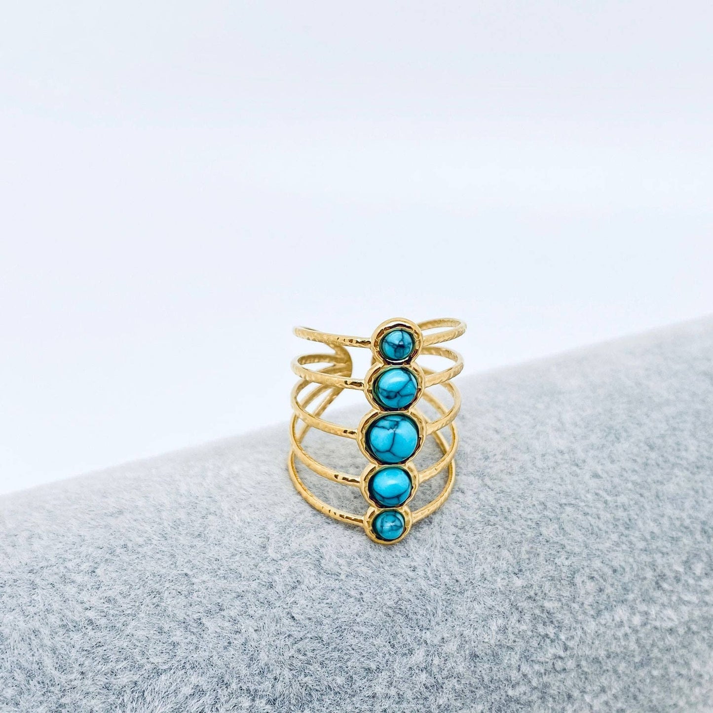 18K Natural Stone Ring- Sun/Tq