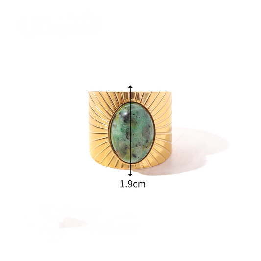 18K Natural Stone Ring- Gr 5