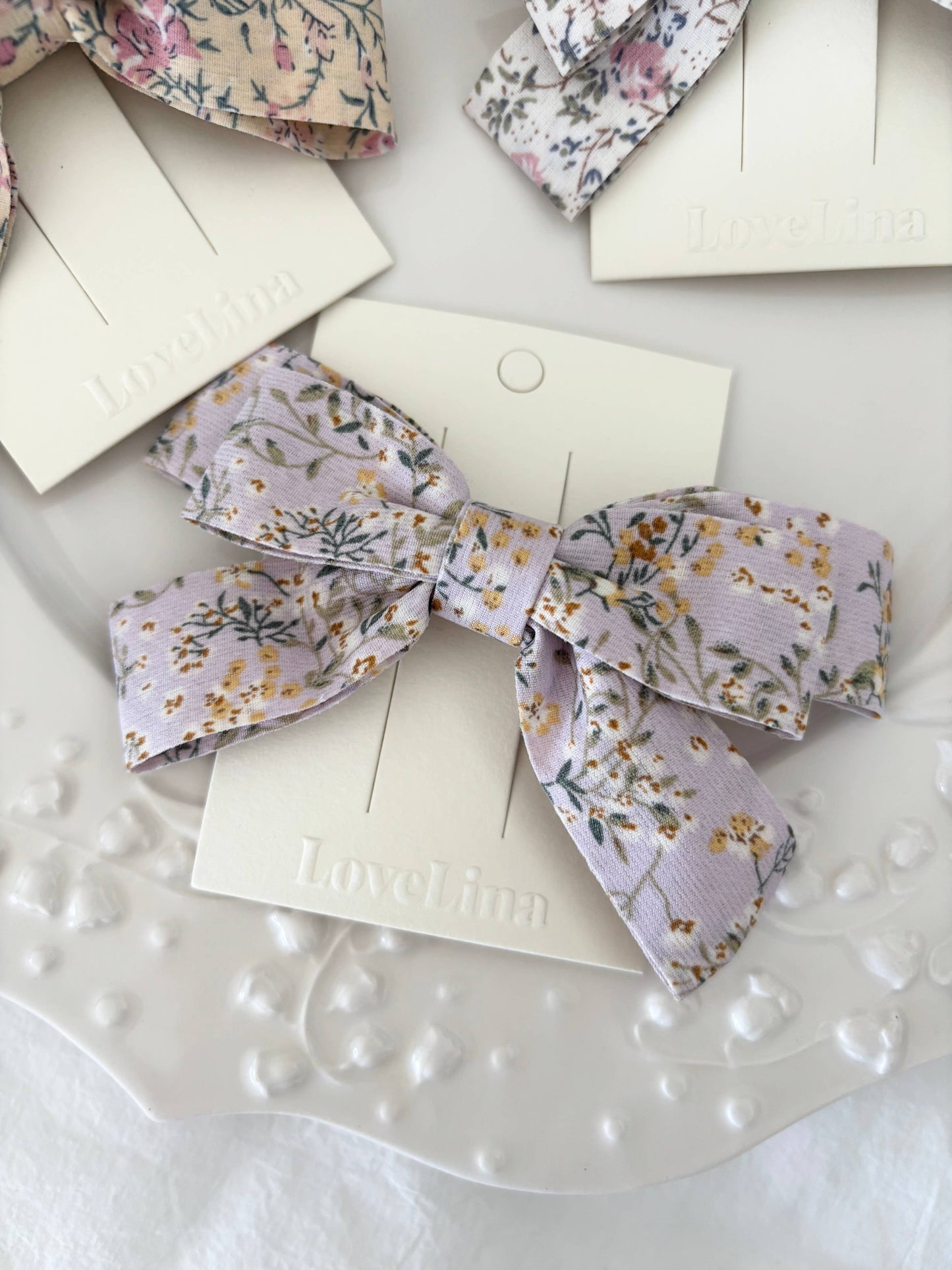 Vintage Floral Bow Clips