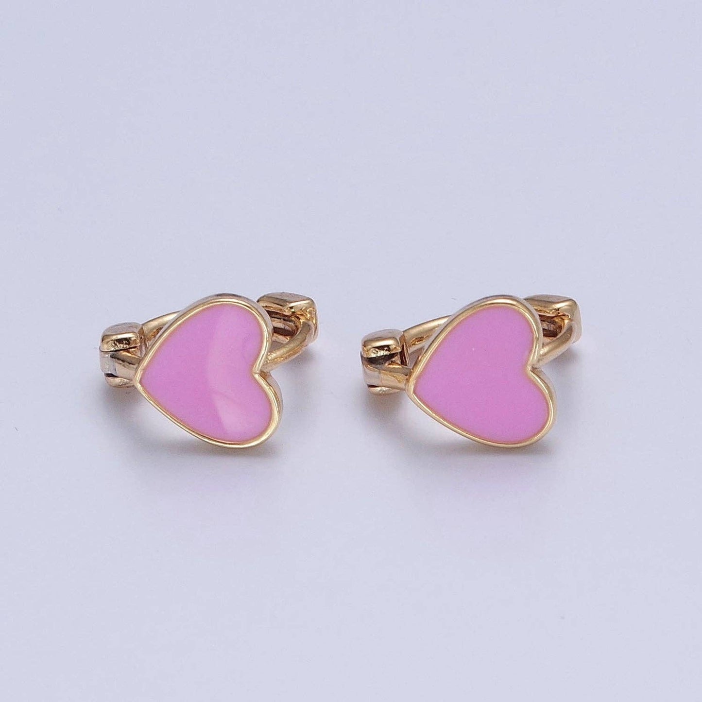 Enamel Heart Huggies: Red