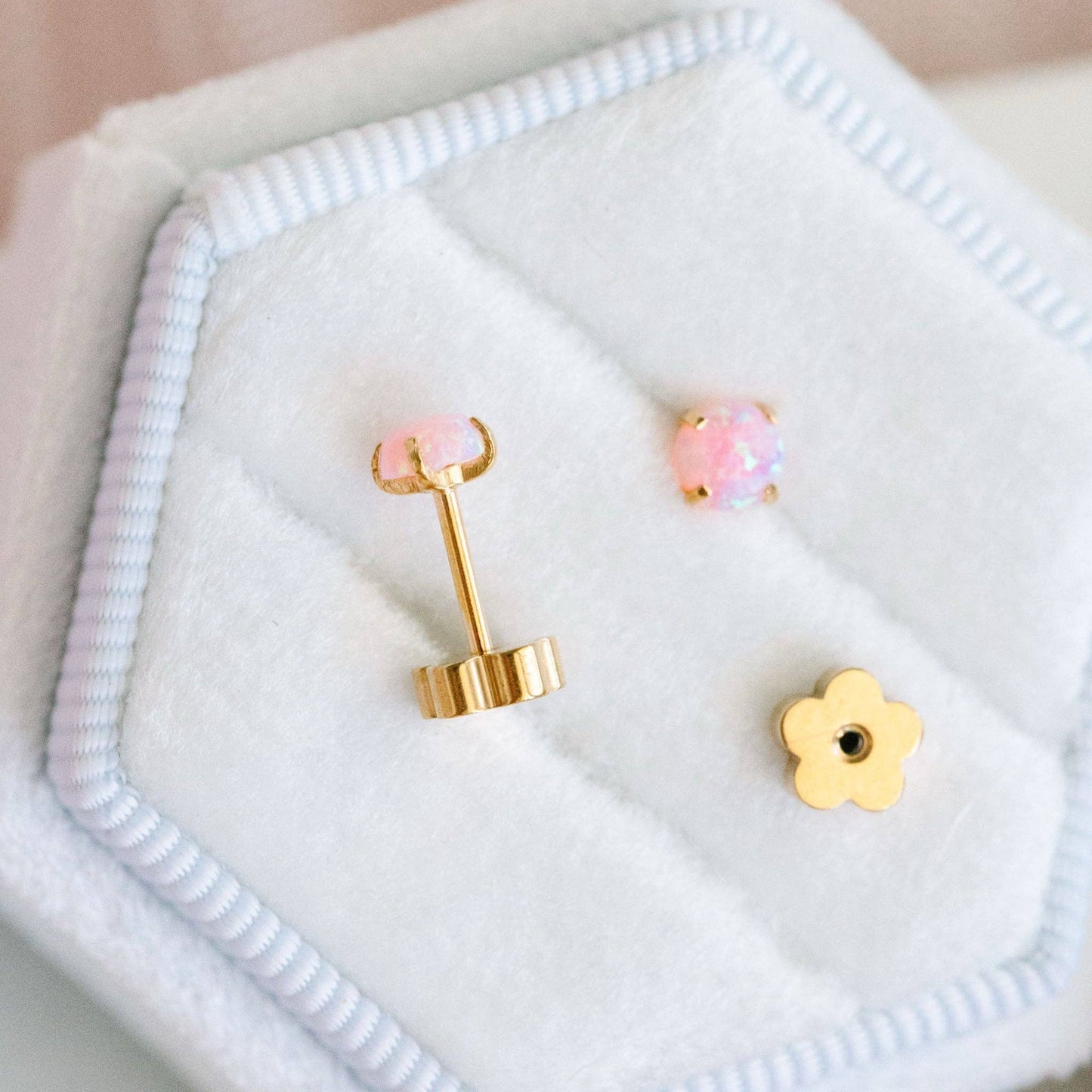 Pink Opal Flat Back Studs