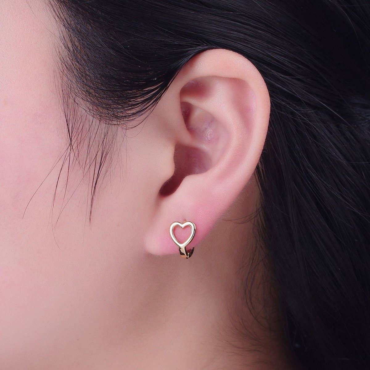 Heart Huggie Hoops