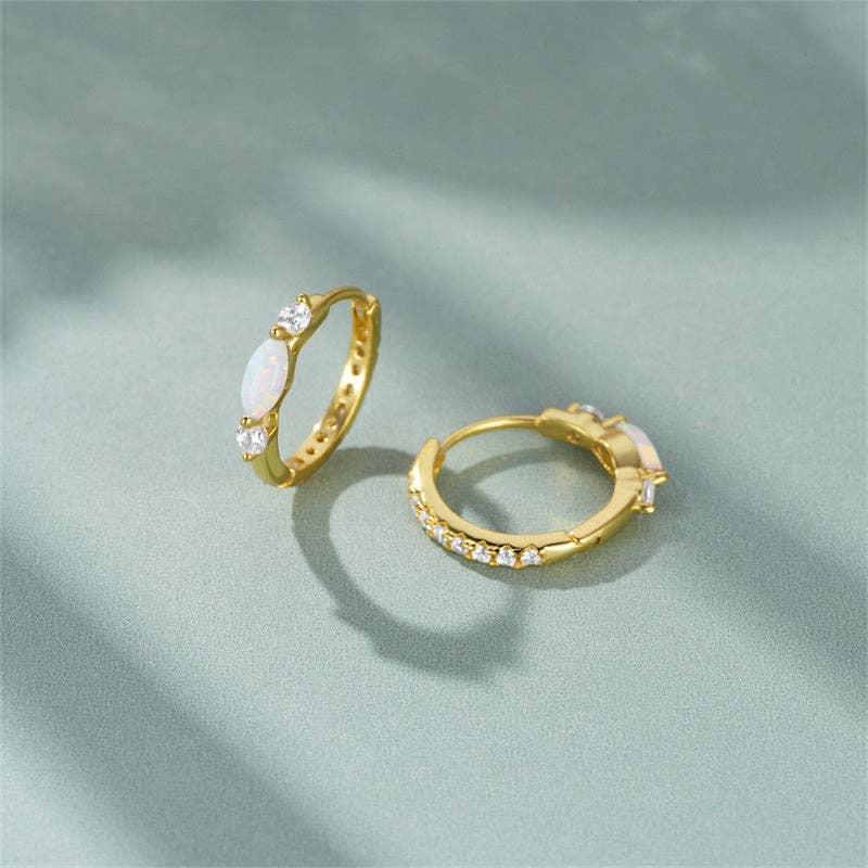 Dainty Oval Opal Huggies