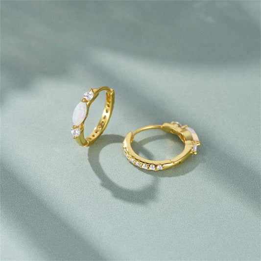 Dainty Oval Opal Huggies