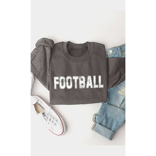 Distressed Football Fleece Sweatshirt