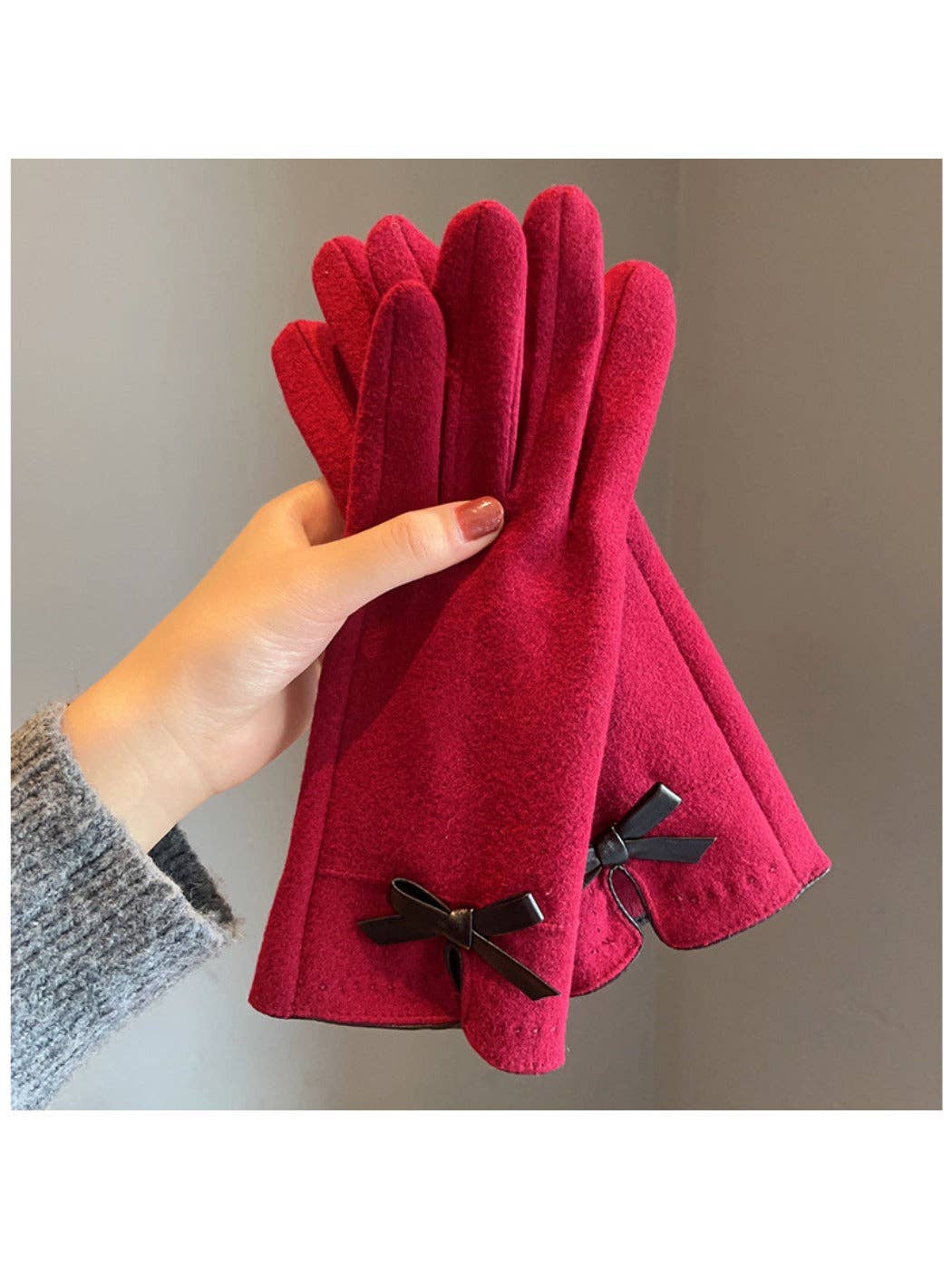 Touchscreen Gloves with bow: Red